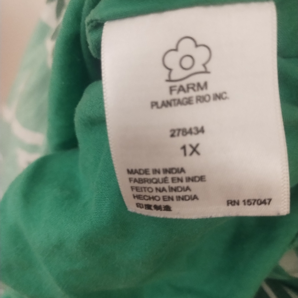 Anthropologie Farm Rio Green One-Shoulder Floral Dress Size 1X - Picture 6 of 6